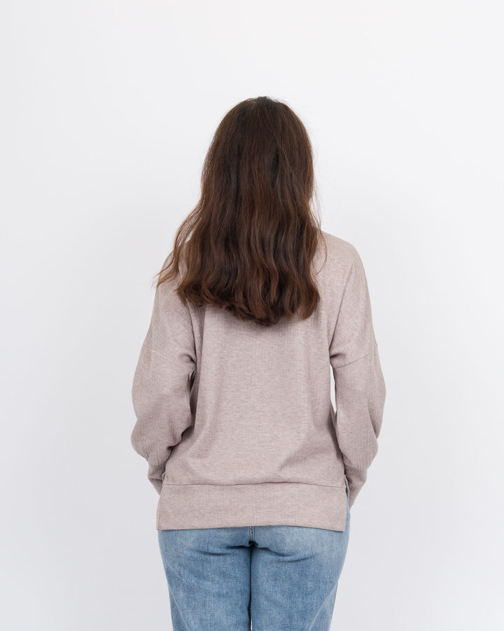 Tansy Crew Neck Top - Taupe