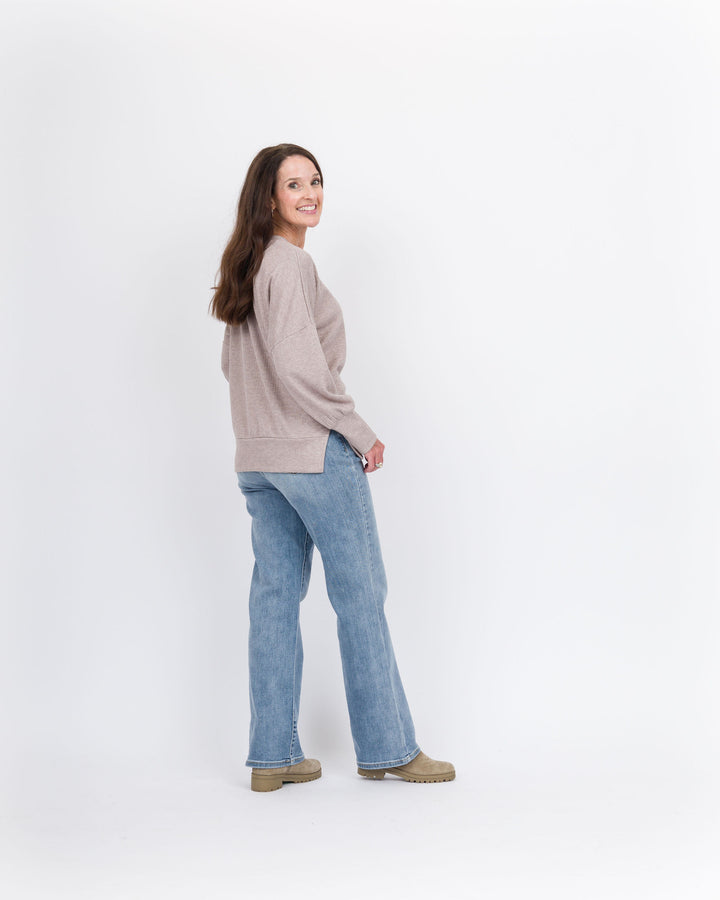 Tansy Crew Neck Top - Taupe