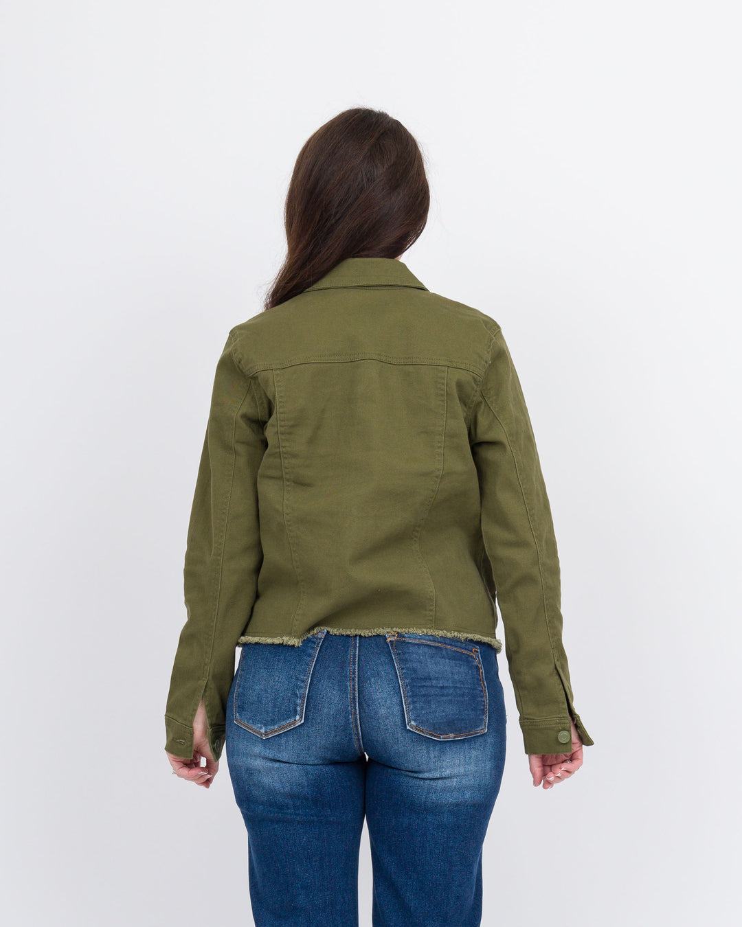 Frayed Denim Jacket - Moss Green