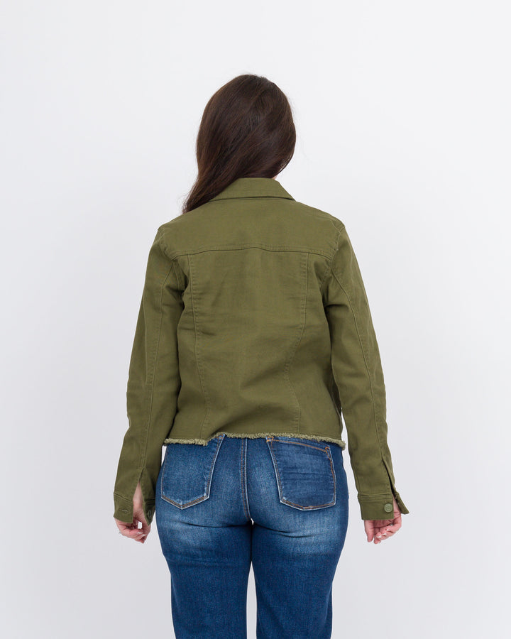 Frayed Denim Jacket - Moss Green