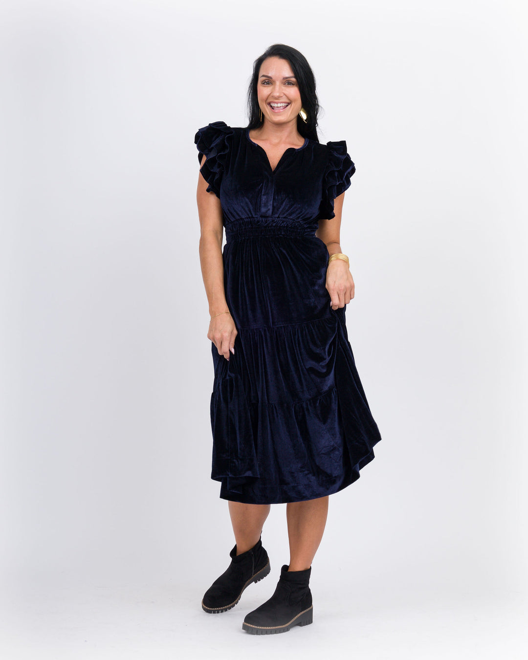 Velvet Tiered Maxi Dress