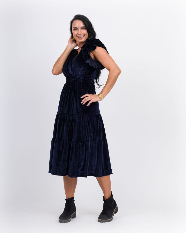 Velvet Tiered Maxi Dress