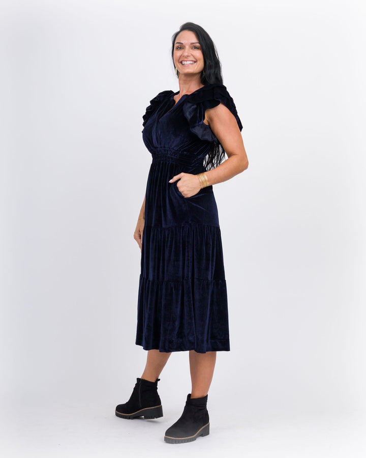 Velvet Tiered Maxi Dress