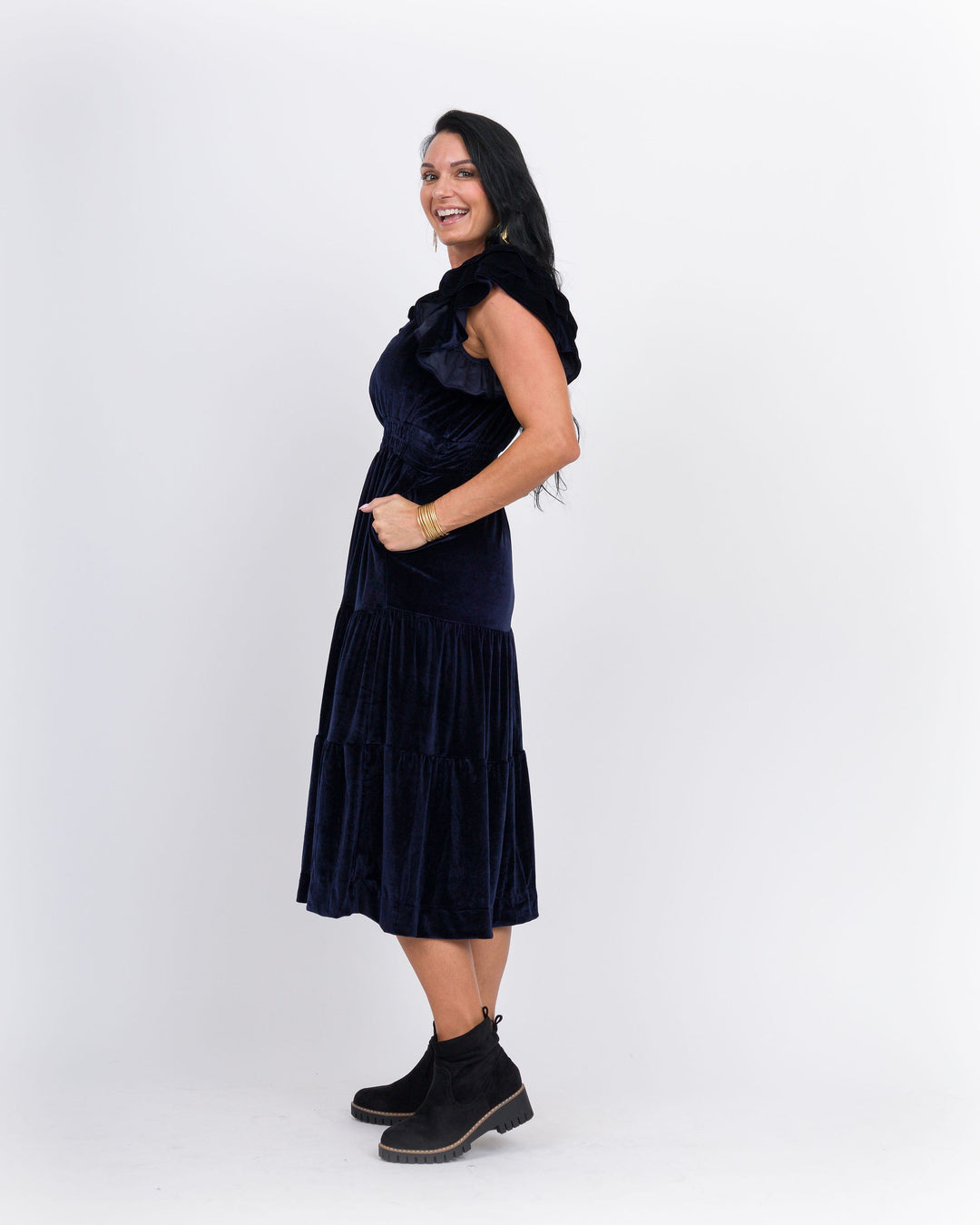 Velvet Tiered Maxi Dress