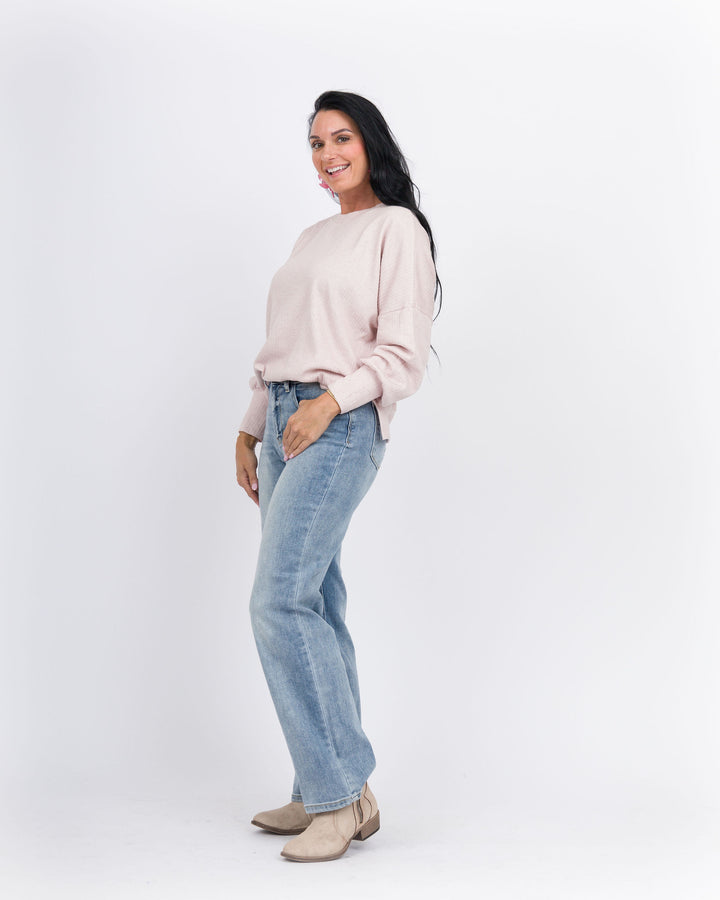 Tansy Crew Neck Top - Rose