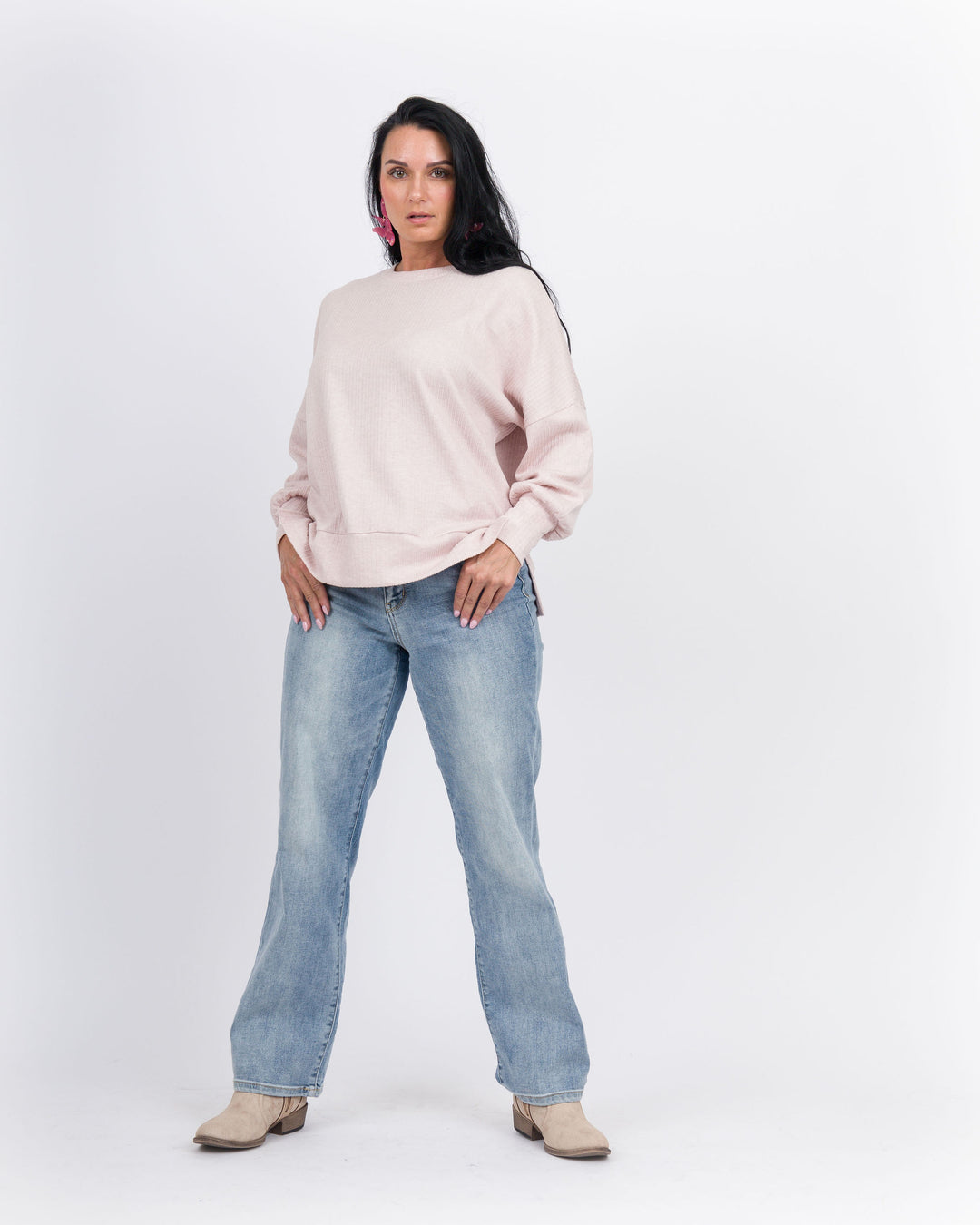 Tansy Crew Neck Top - Rose