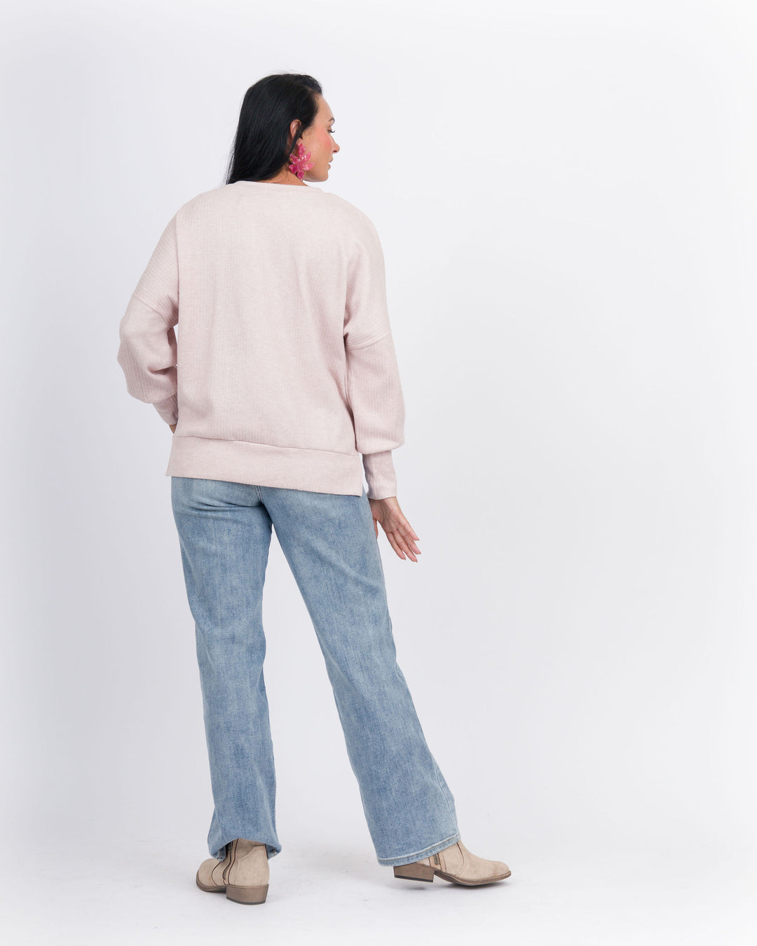 Tansy Crew Neck Top - Rose