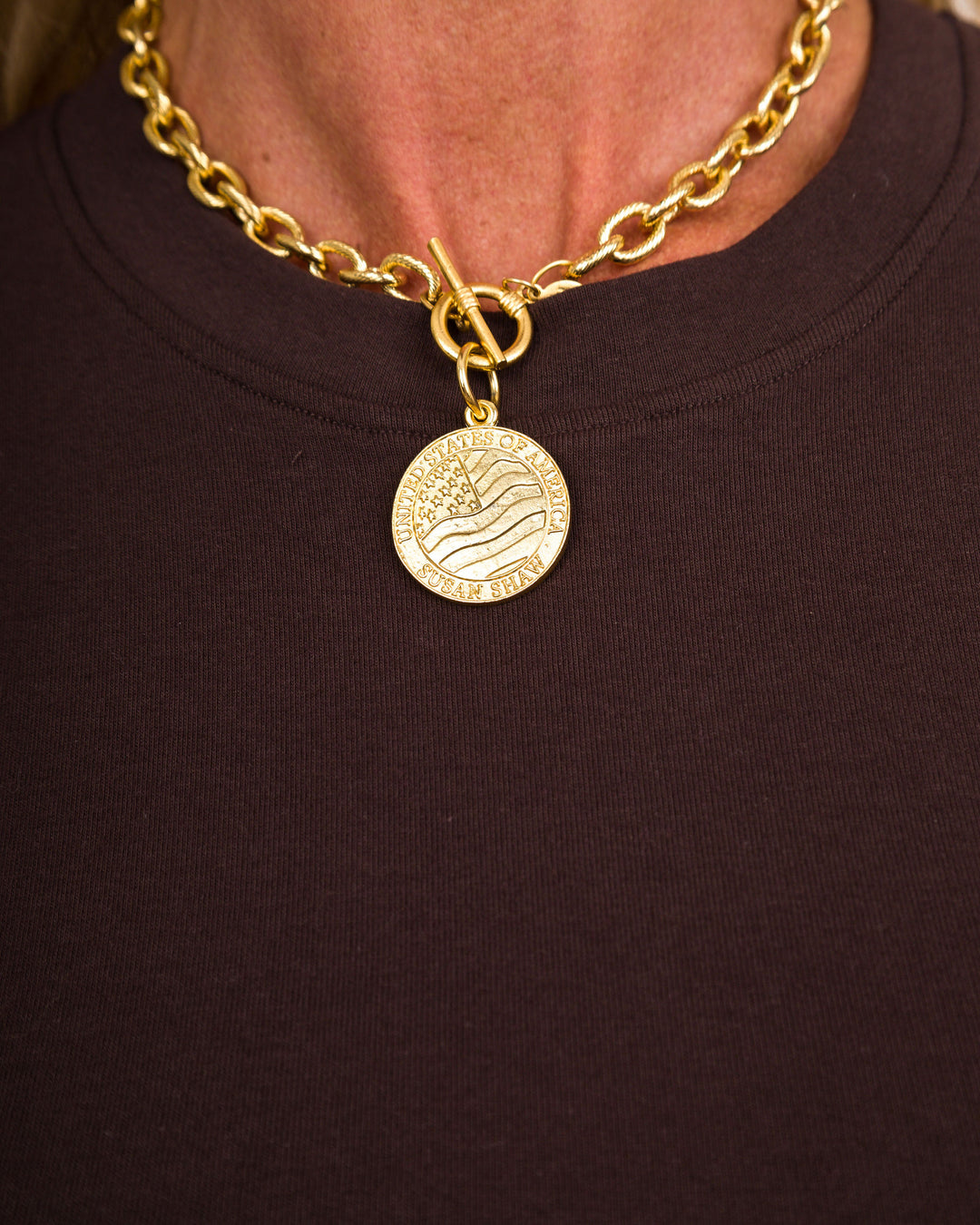 Gold USA Coin 16" Heavy Chain