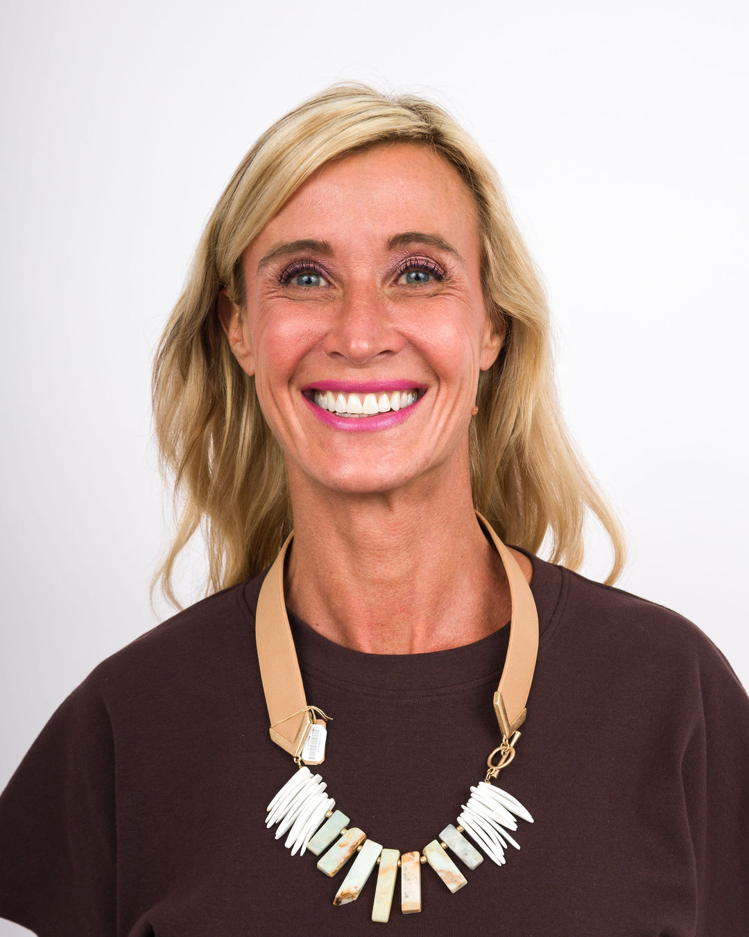 Multi Stone Bar Leather Necklace Amazon