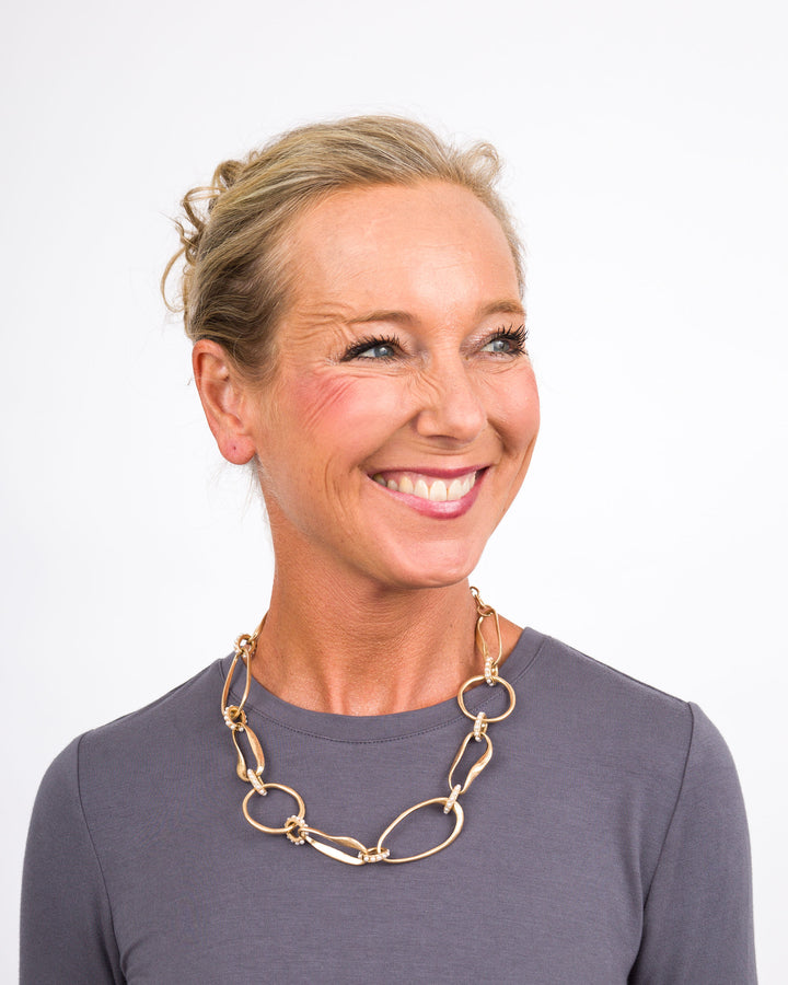 Mixed Hollow Oval Chain Necklace