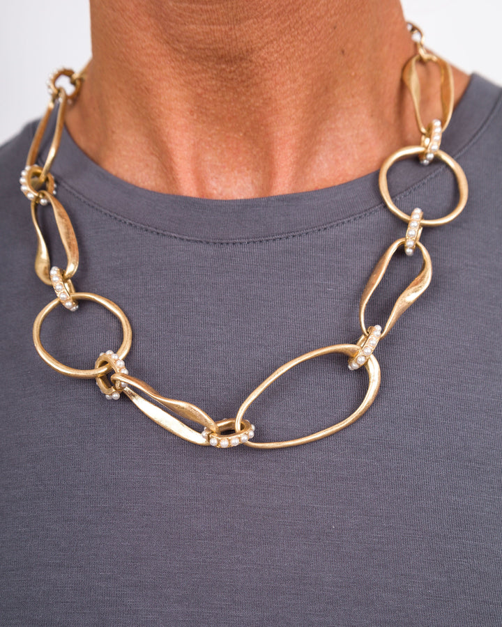 Mixed Hollow Oval Chain Necklace