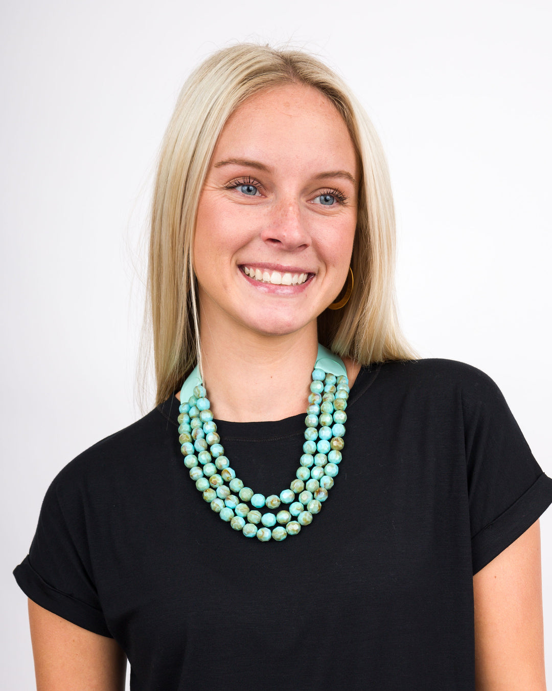 3 Row Beaded Necklace Turquoise