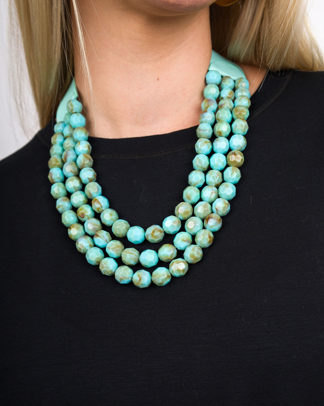 3 Row Beaded Necklace Turquoise