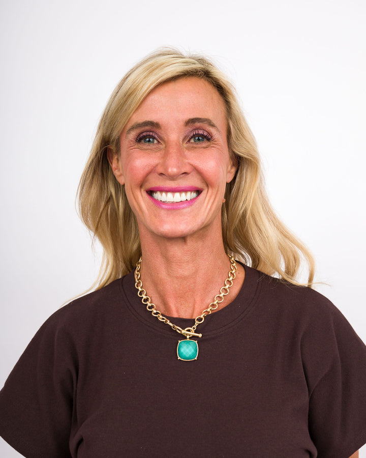 Big Stone Pendant Necklace Green