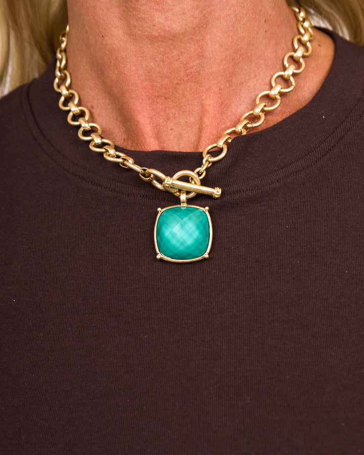 Big Stone Pendant Necklace Green