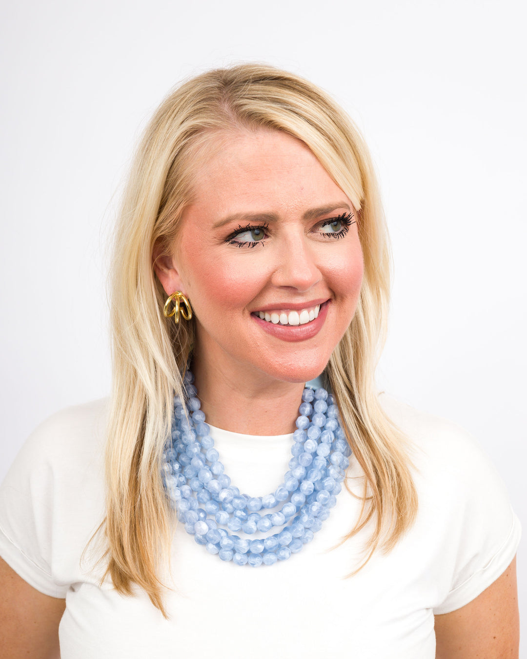 Multi Row Beaded Necklace Periwinkle