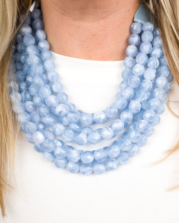 Multi Row Beaded Necklace Periwinkle