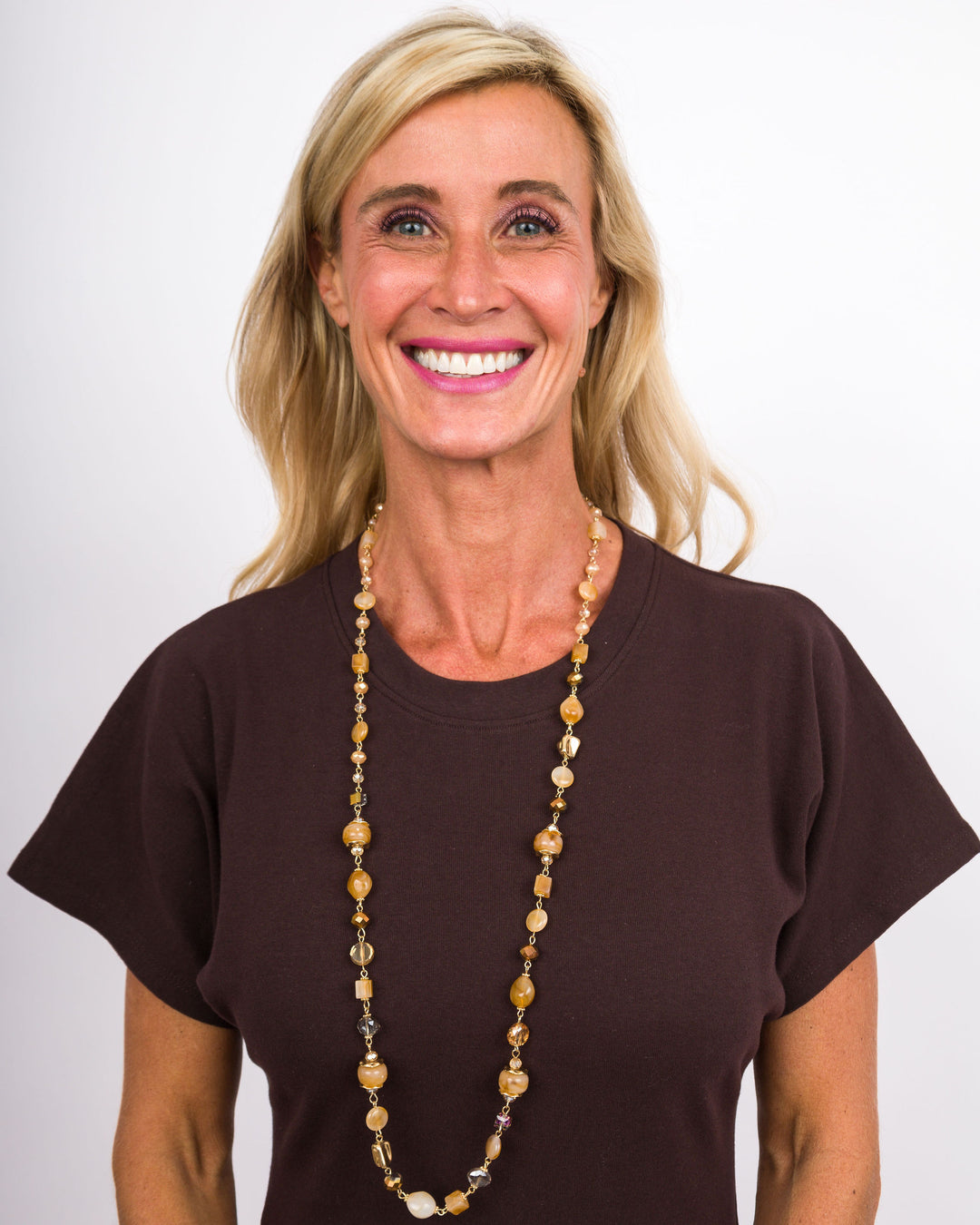 Pressie Soiree Chunky Bead Necklace Rose Gold