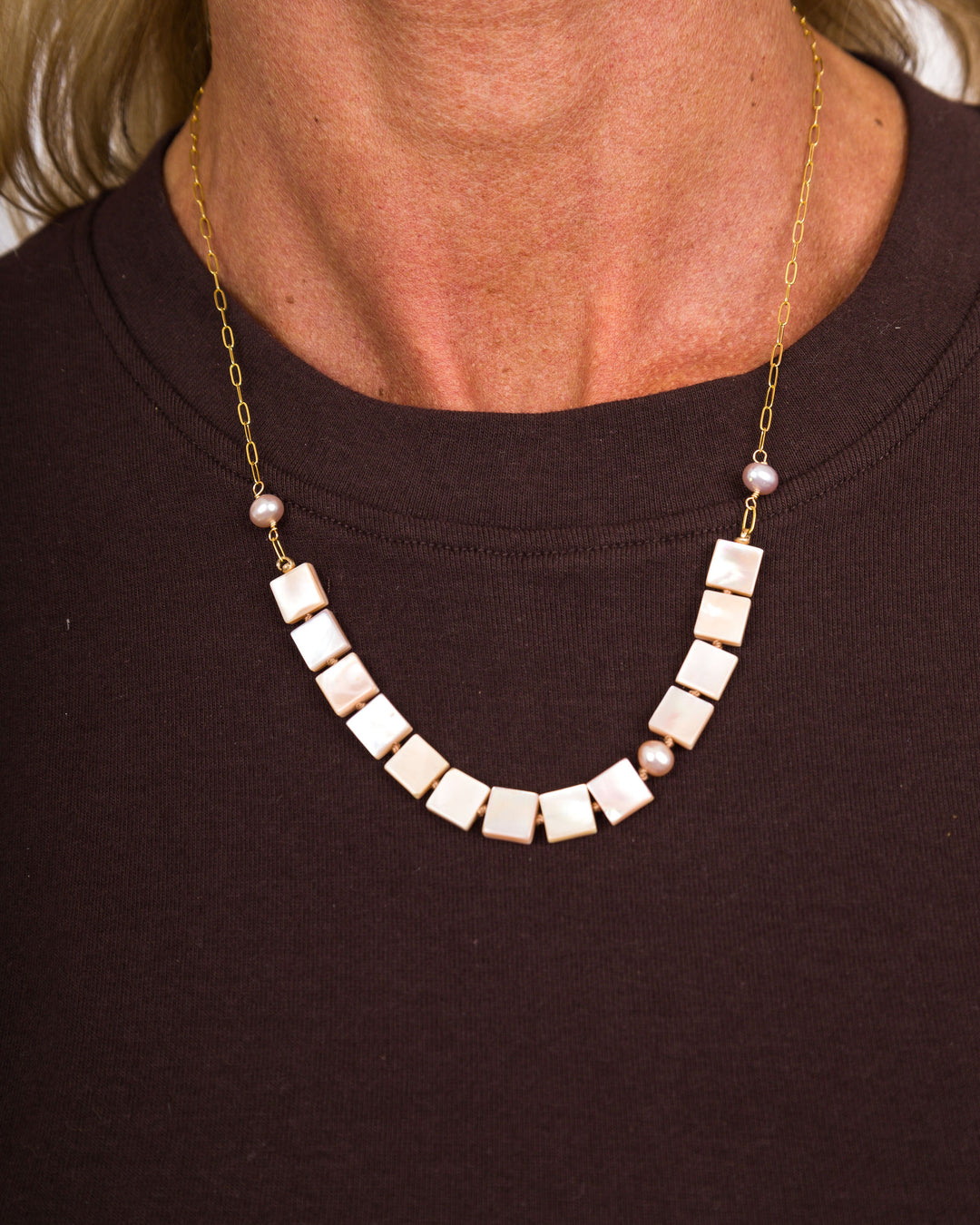 J.Mills Studio Square Cut Pink Abalone Necklace