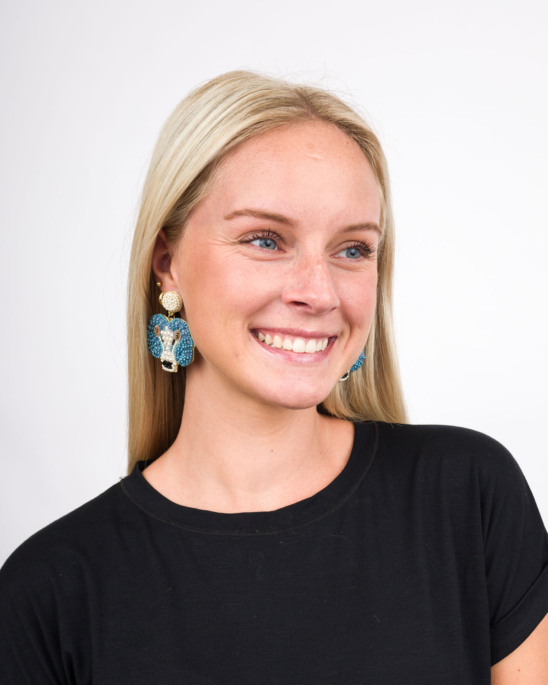 Collegiate Seed Bead Earrings UNC
