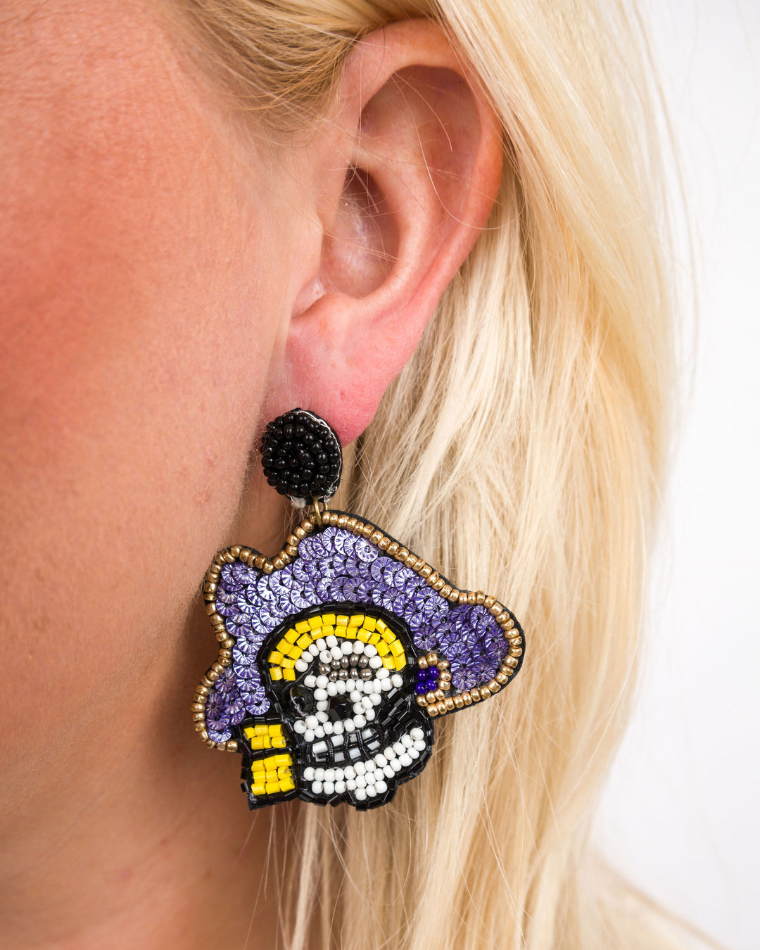 Collegiate Seed Bead Earrings ECU