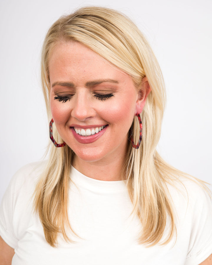 Hexagon Print Earrings