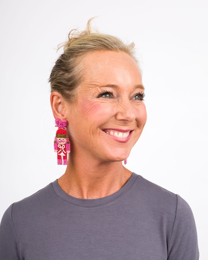 Holiday Seed Bead Earrings Nutcracker