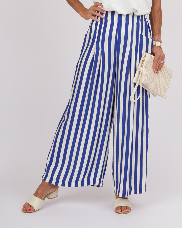 Audrie Striped Pants - Blue