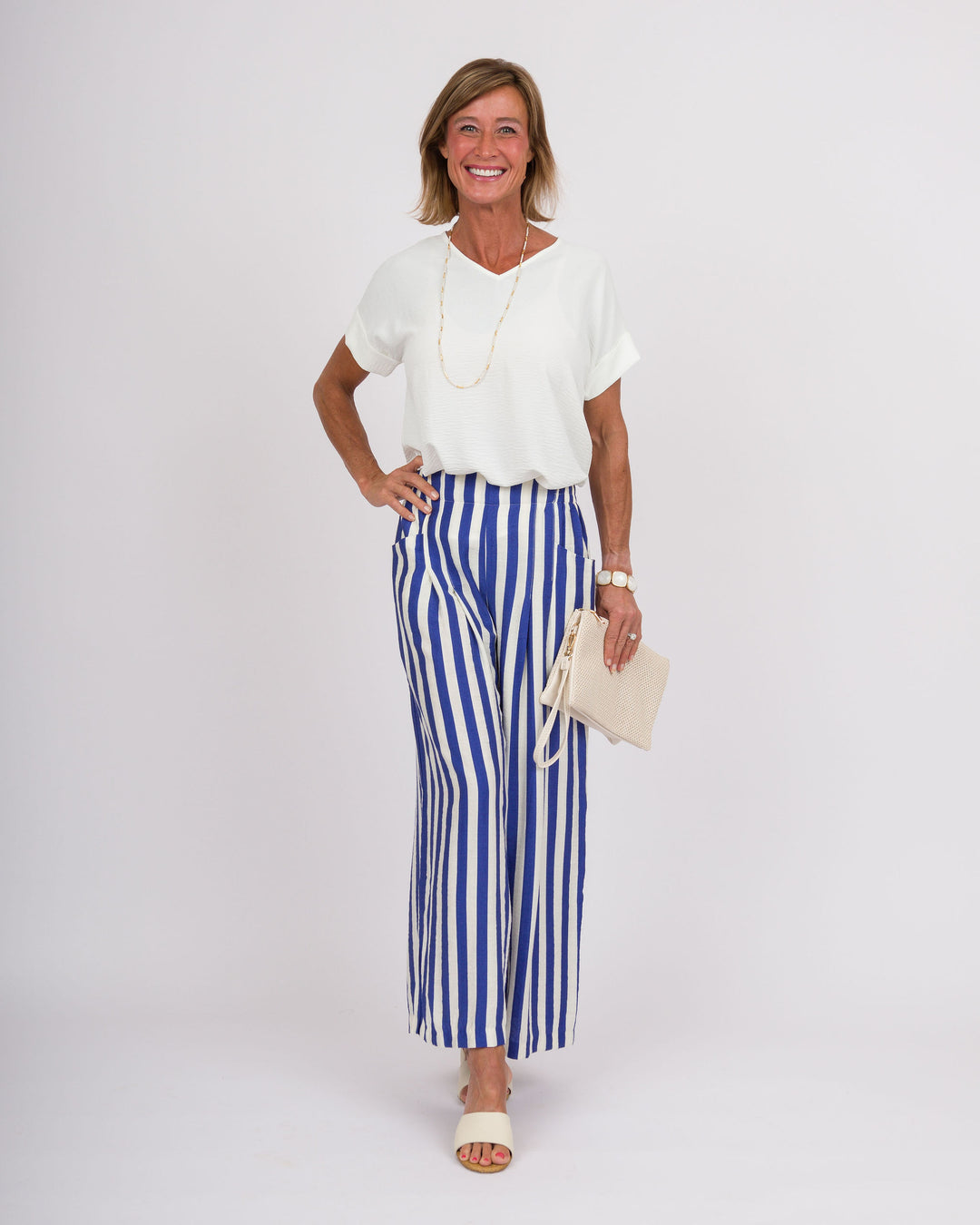 Audrie Striped Pants - Blue