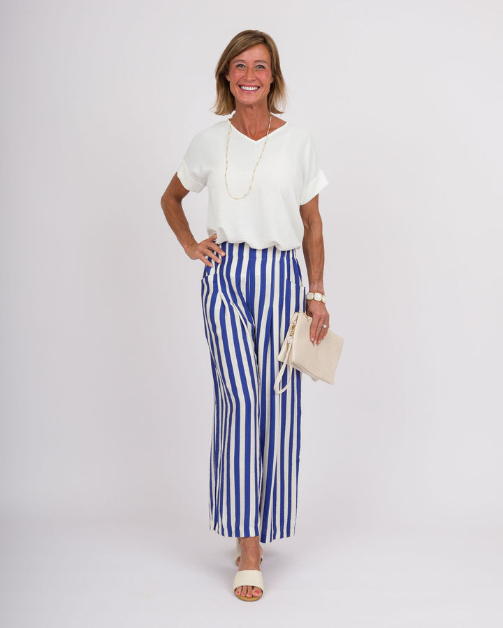 Audrie Striped Pants - Blue