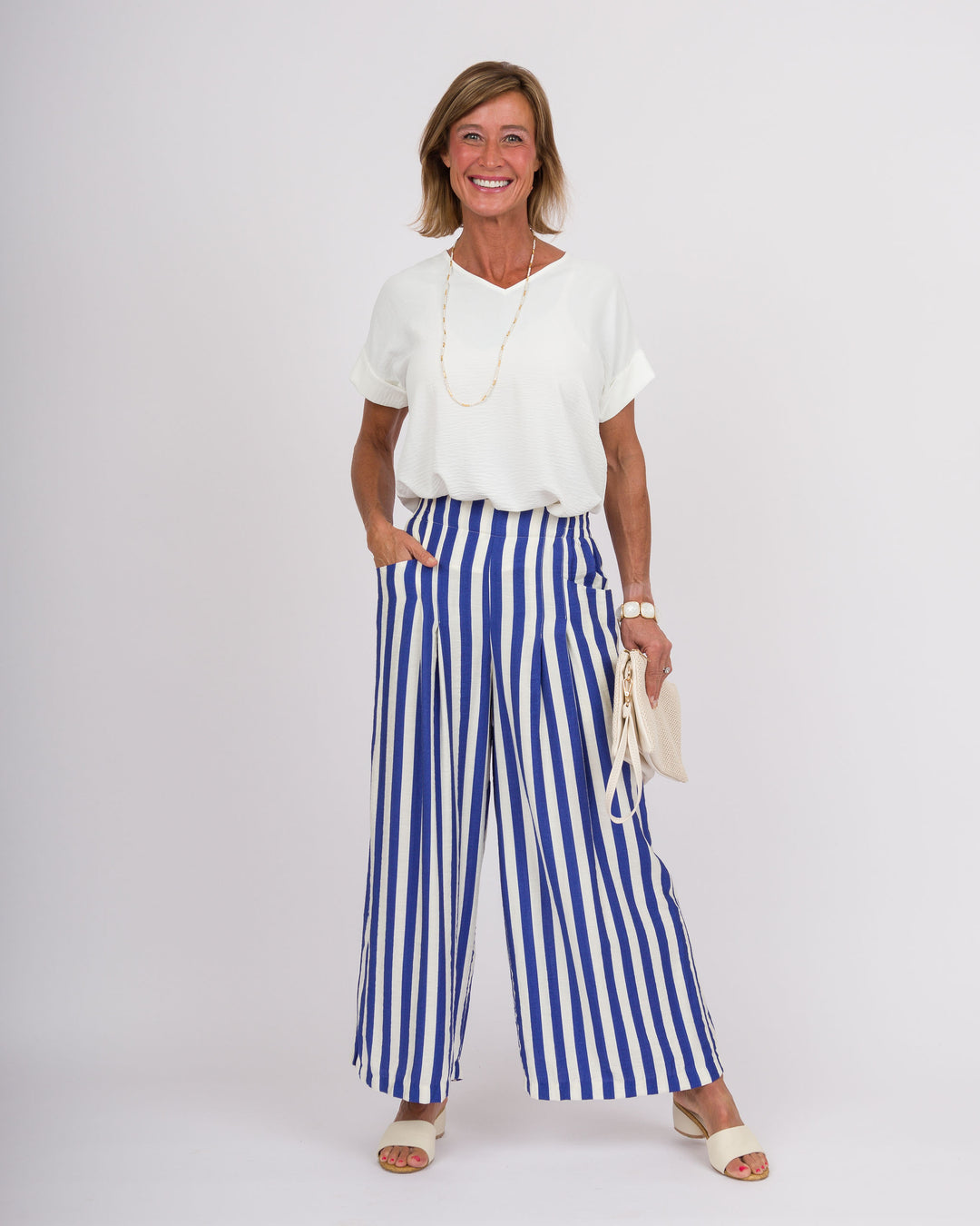 Audrie Striped Pants - Blue