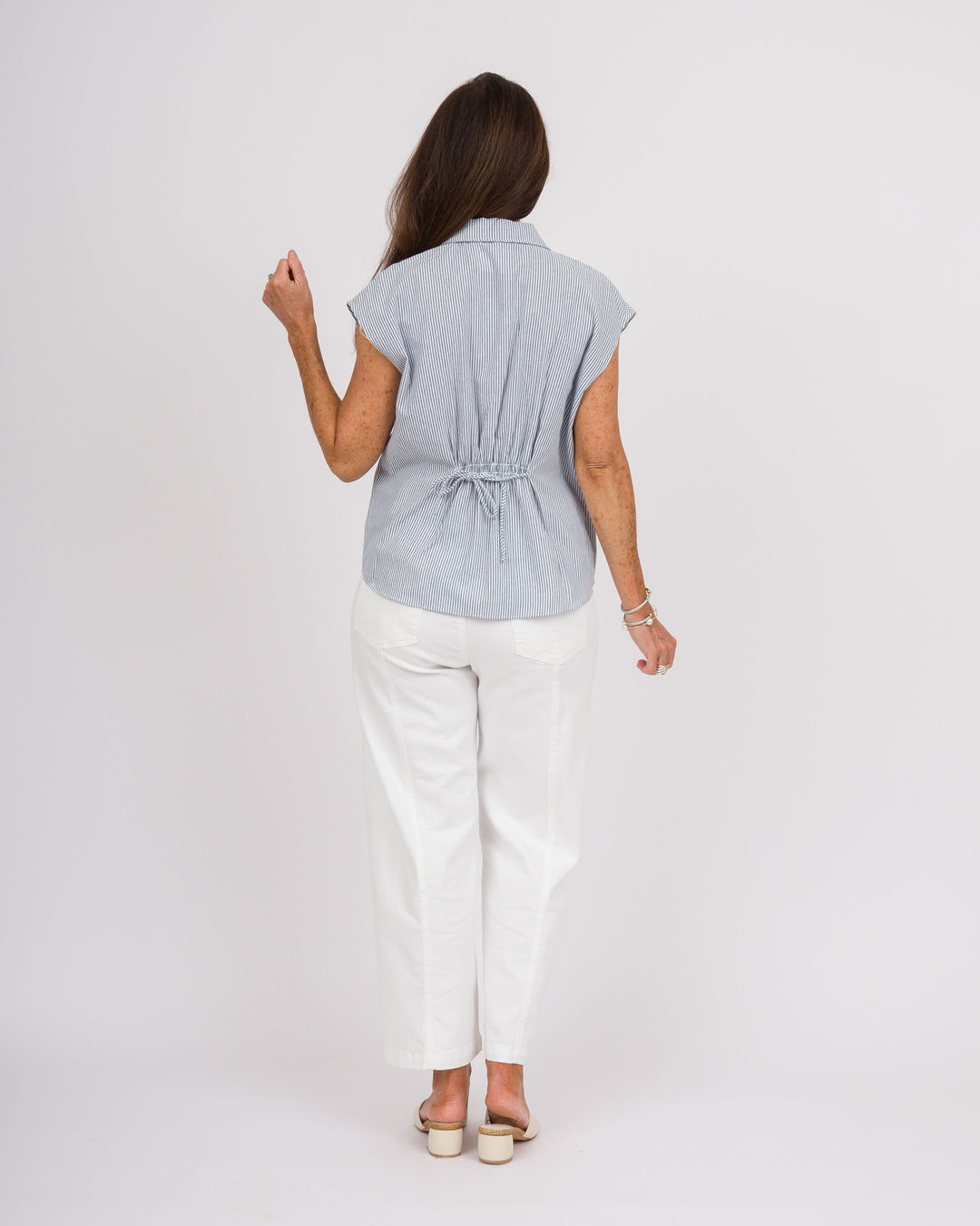 Denim Striped Tie Back Top