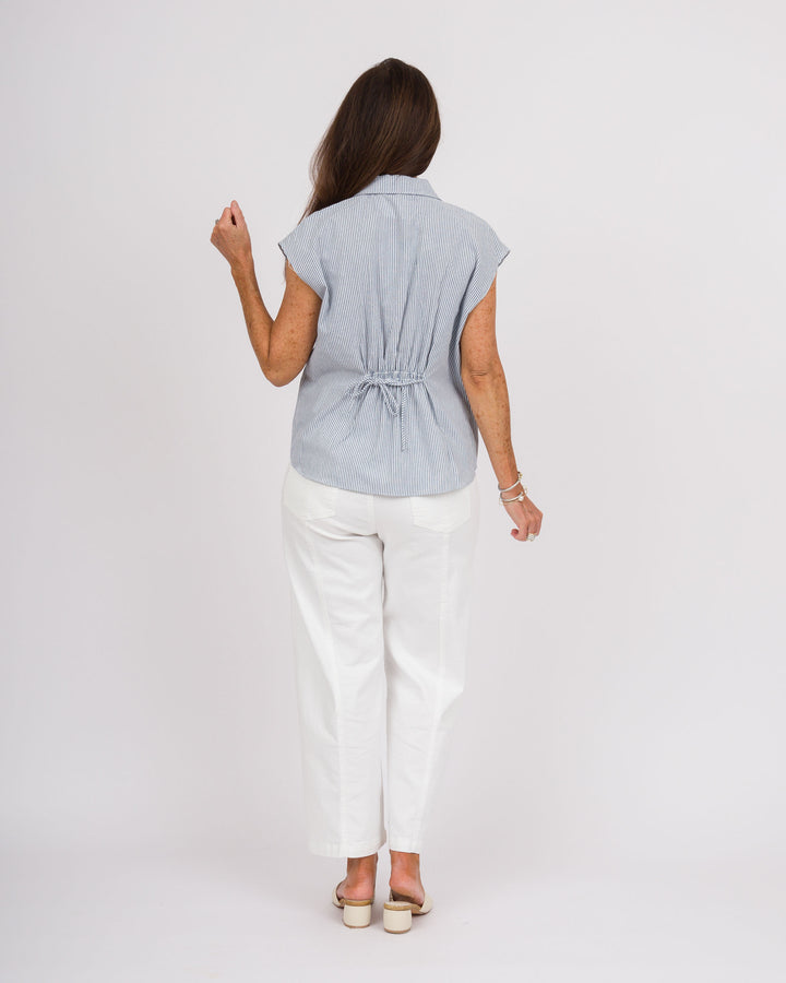 Denim Striped Tie Back Top