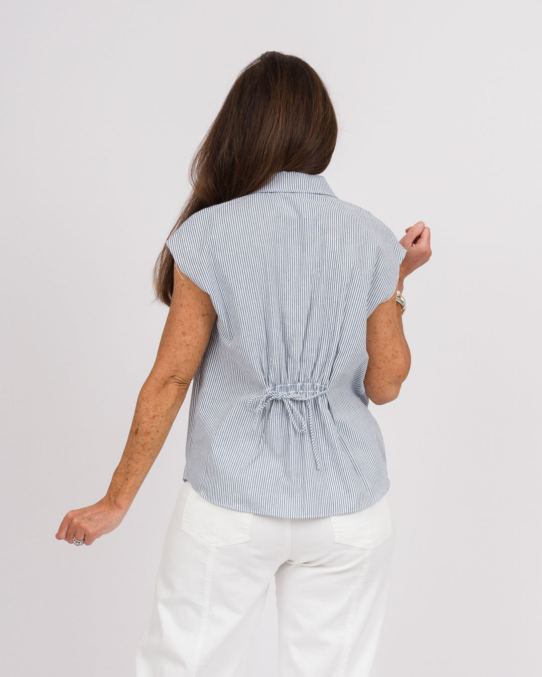 Denim Striped Tie Back Top