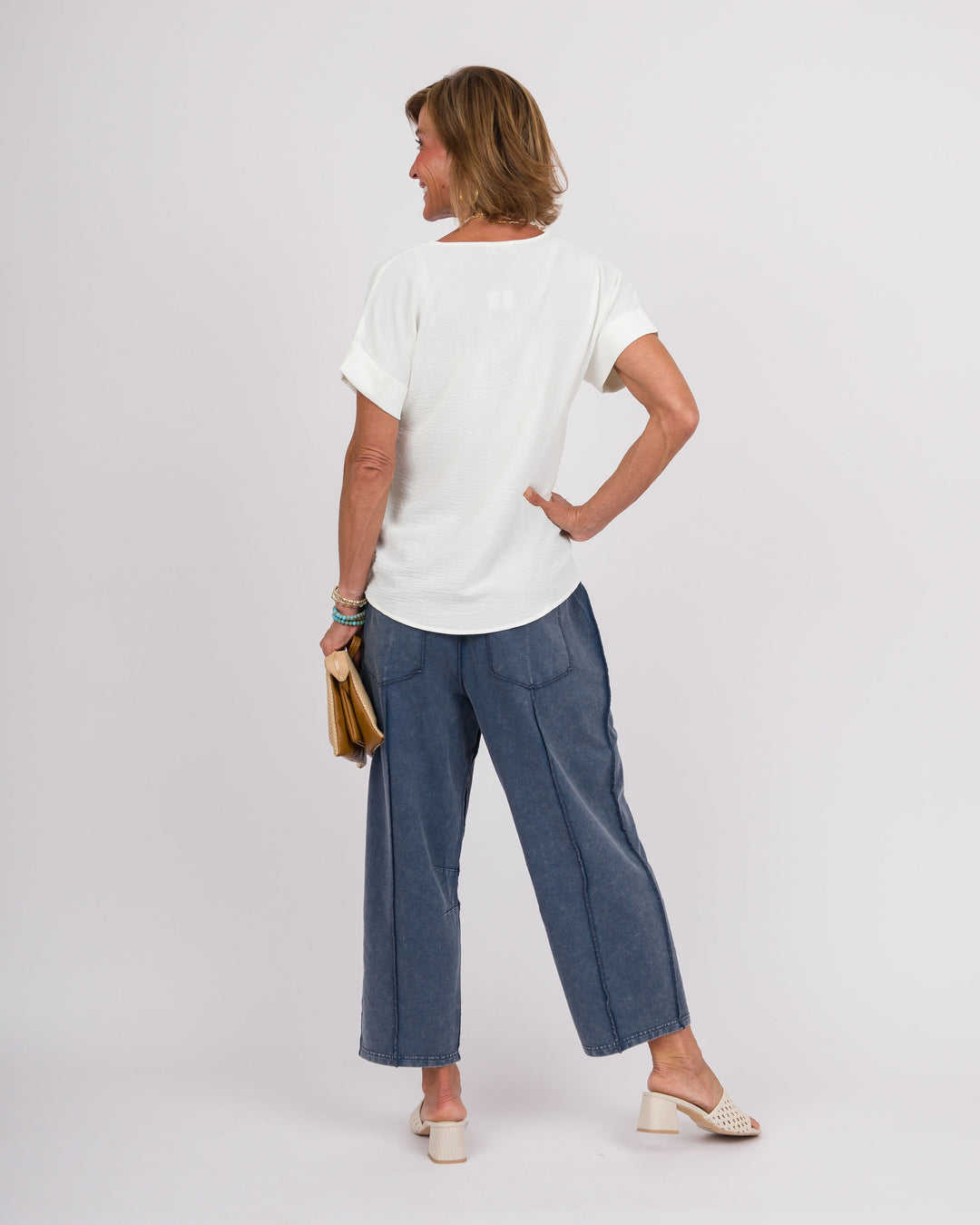 Navy Mineral Washed Barrel Pants