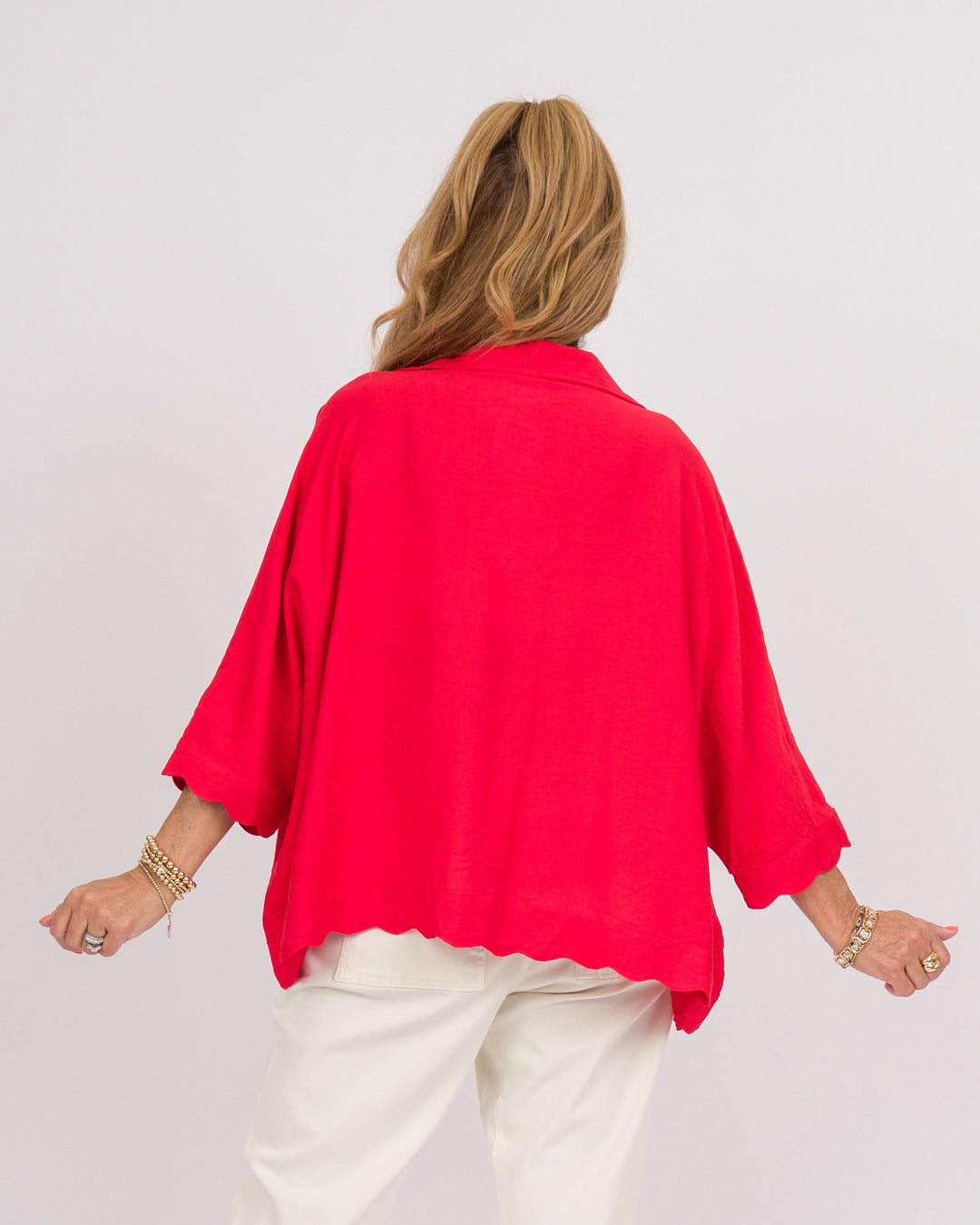 Della Scalloped Top - Tomato