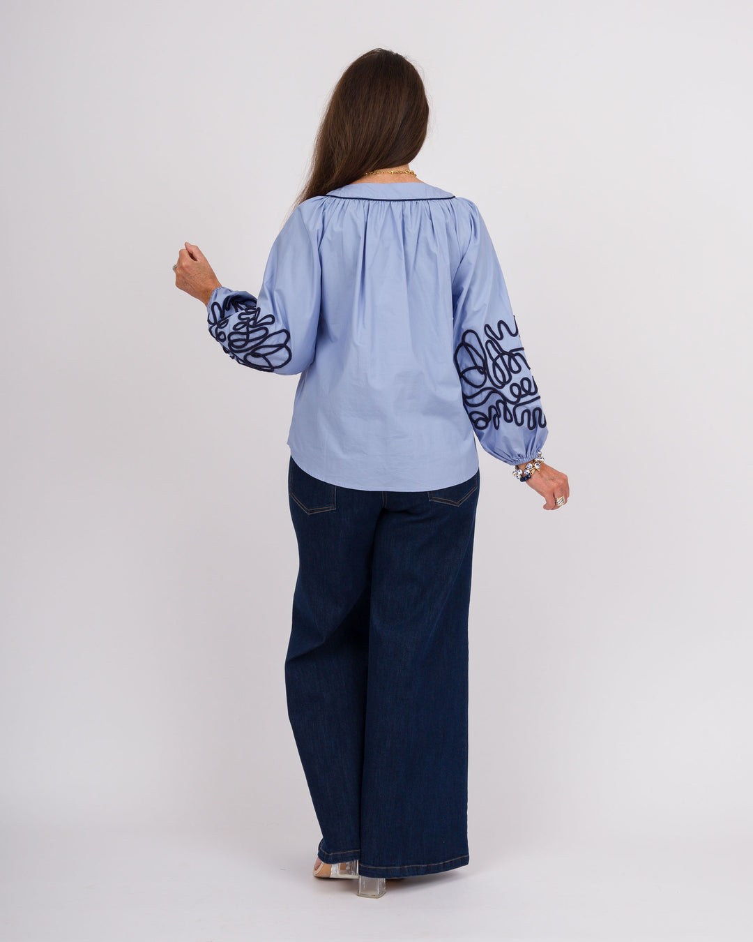 Blue Soutache Embroidered Top