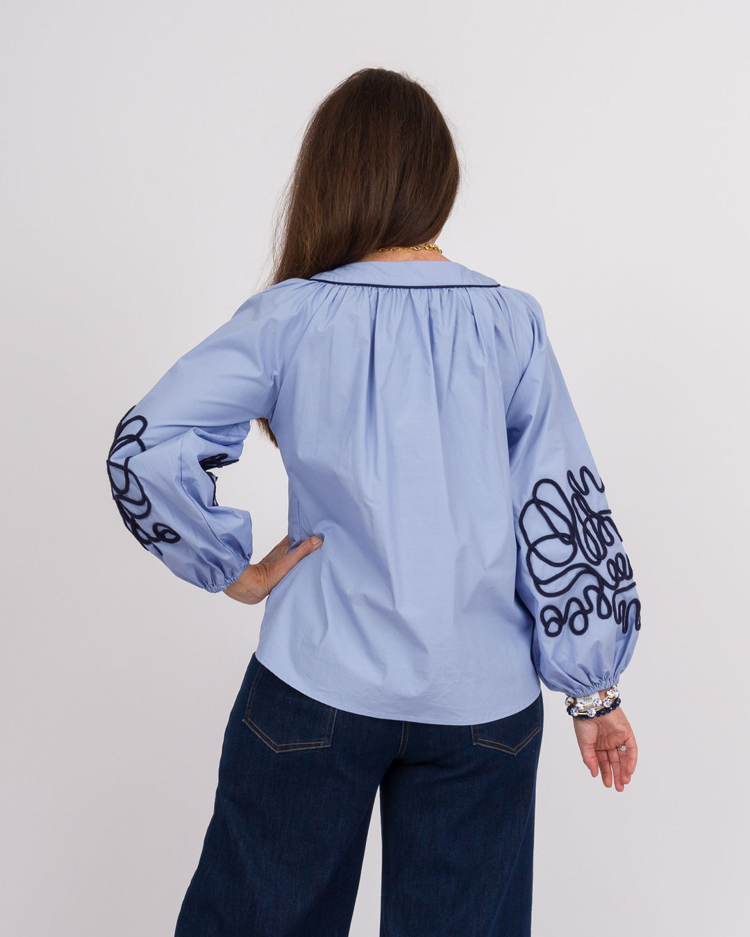 Blue Soutache Embroidered Top