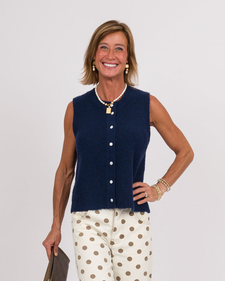 Navy Cardigan Vest
