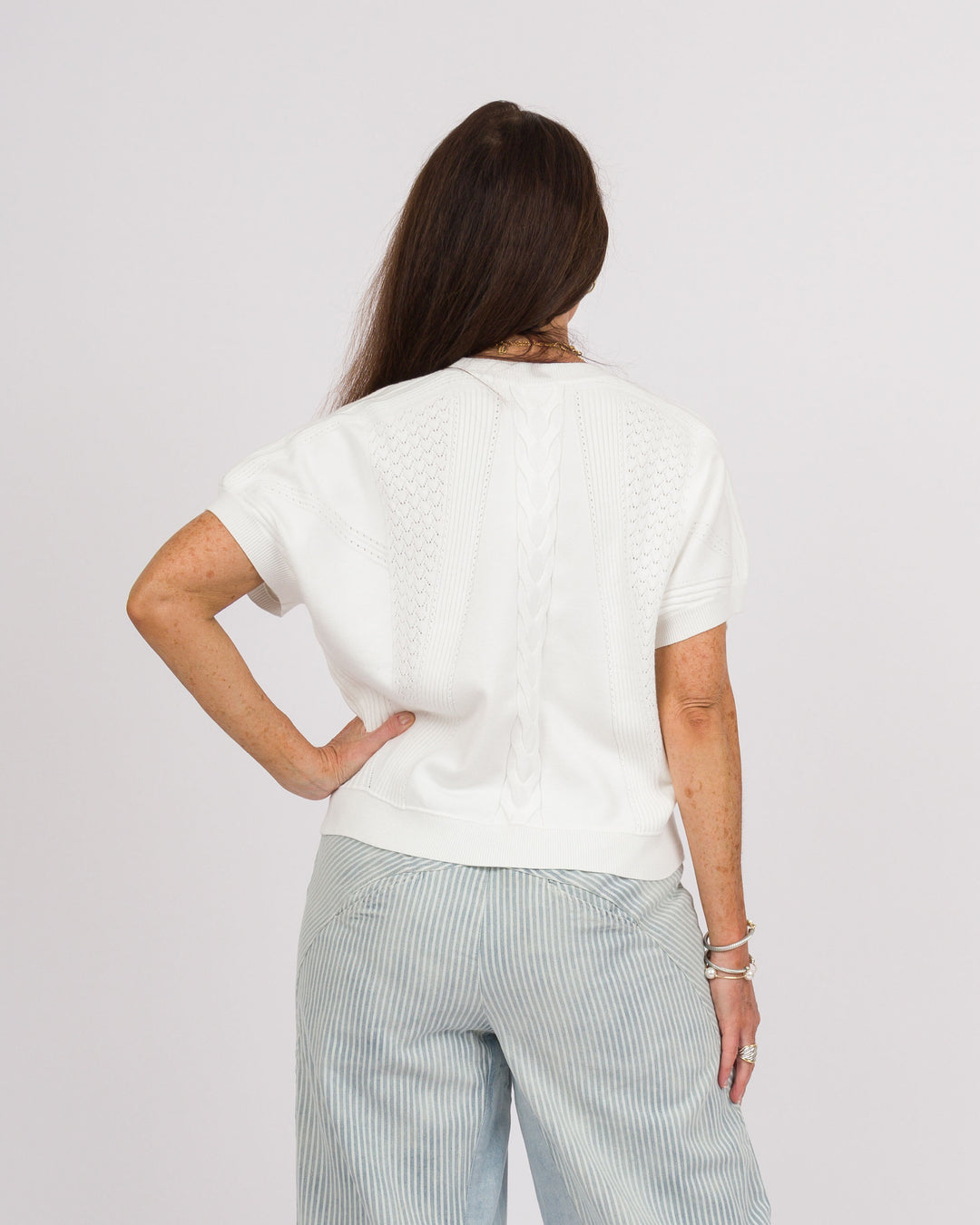 White Short Sleeve Sweater