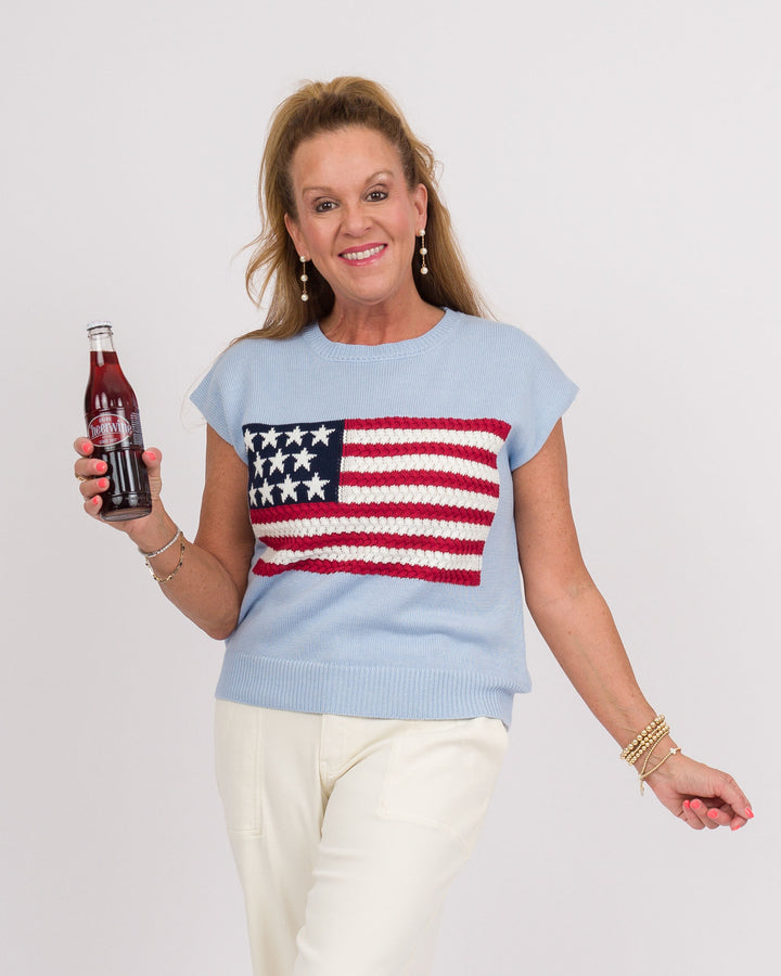 Light Blue Flag Sleeveless Sweater