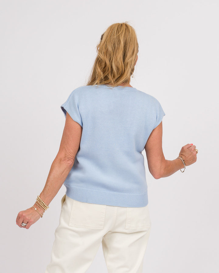 Light Blue Flag Sleeveless Sweater