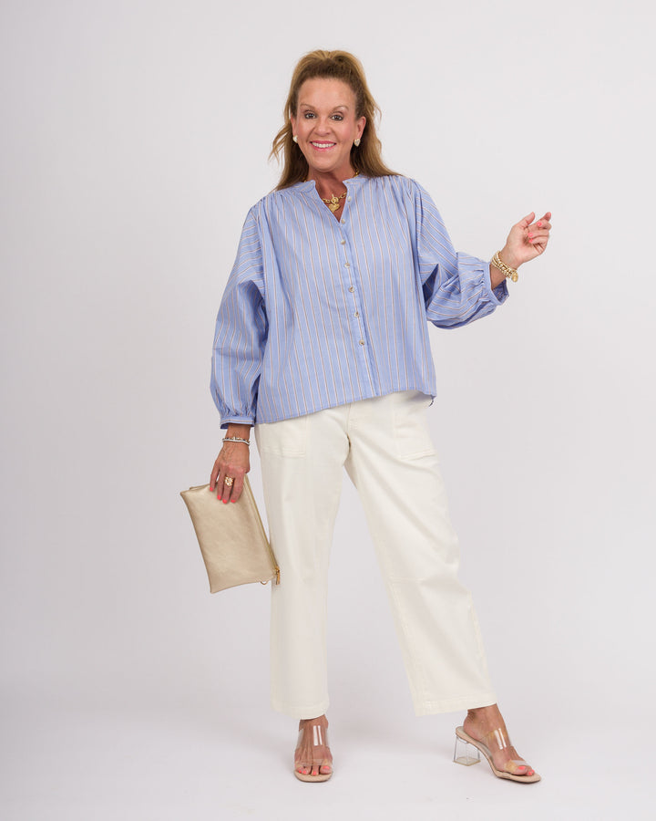 Frosty Blue 3/4 Sleeve Top