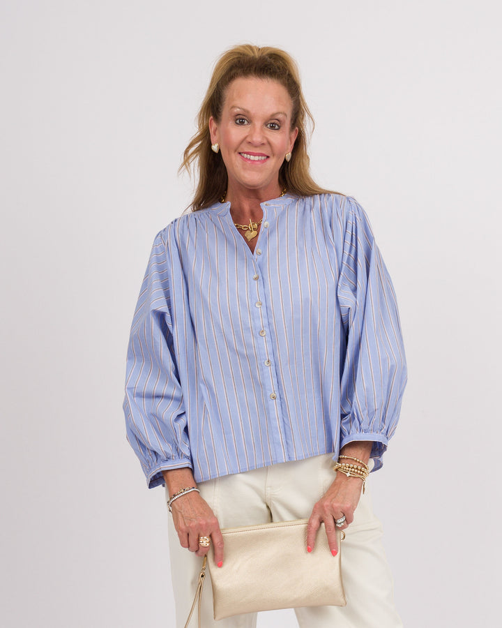 Frosty Blue 3/4 Sleeve Top