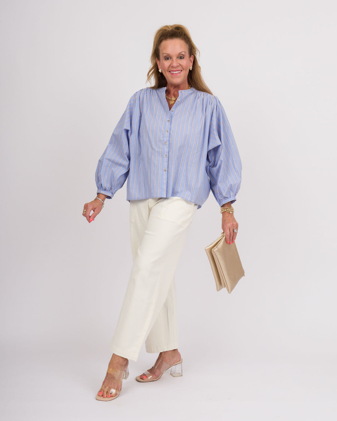 Frosty Blue 3/4 Sleeve Top