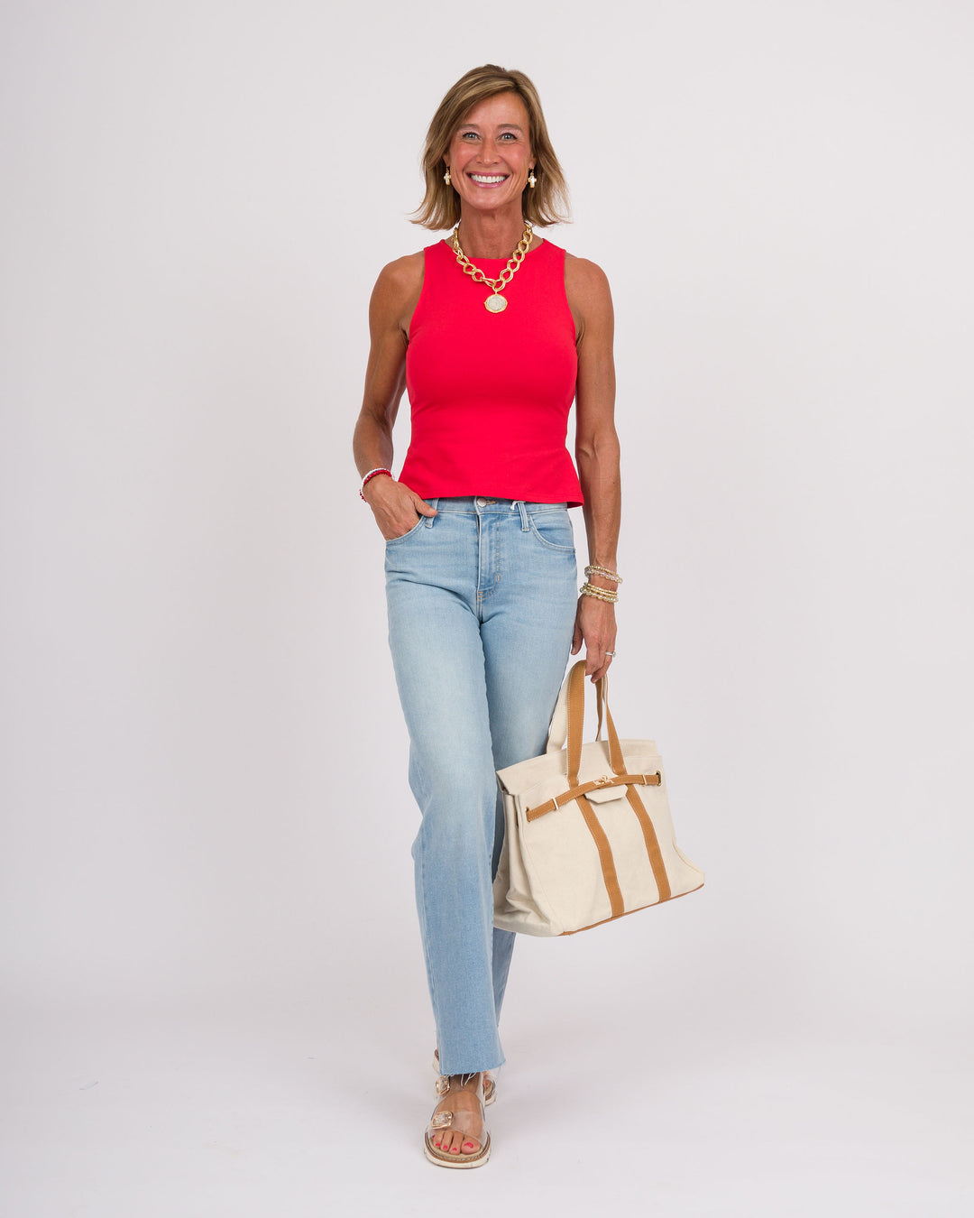 Red Sleeveless Tie Back Top