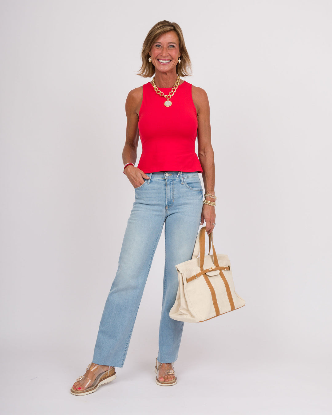 Red Sleeveless Tie Back Top