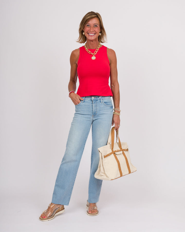 Red Sleeveless Tie Back Top