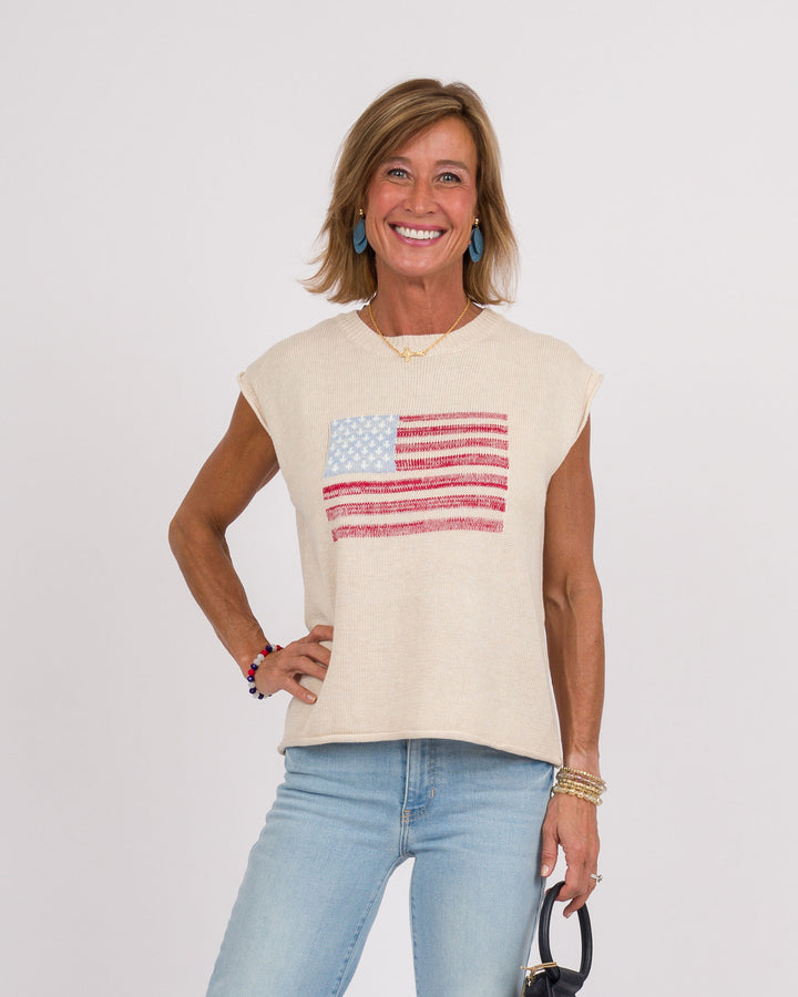 Oatmeal Flag Sleeveless Sweater