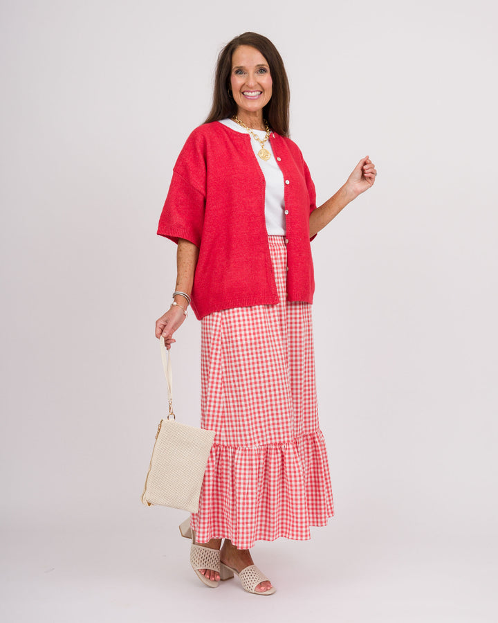 Etta Red Cardigan Sweater